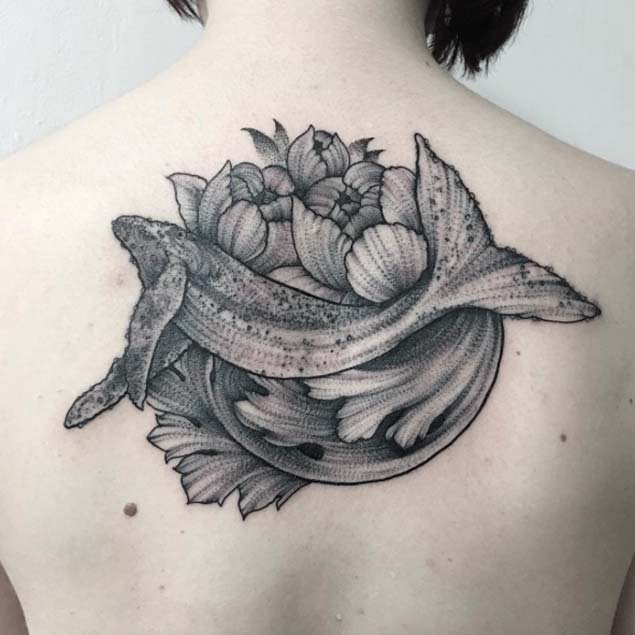 Dotwork Whale Tattoo Design by Parvick