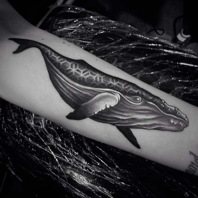 Dotwork Whale Tattoo by Ben Doukakis