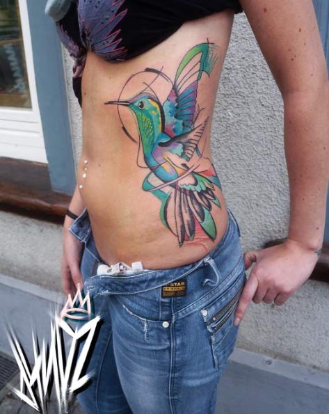 Hummingbird Tatto on Side by Dynoz