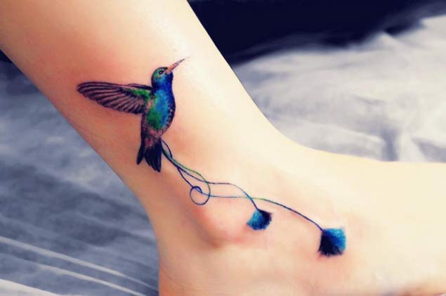 Hummingbird Ankle Tattoo by Anna Yershova