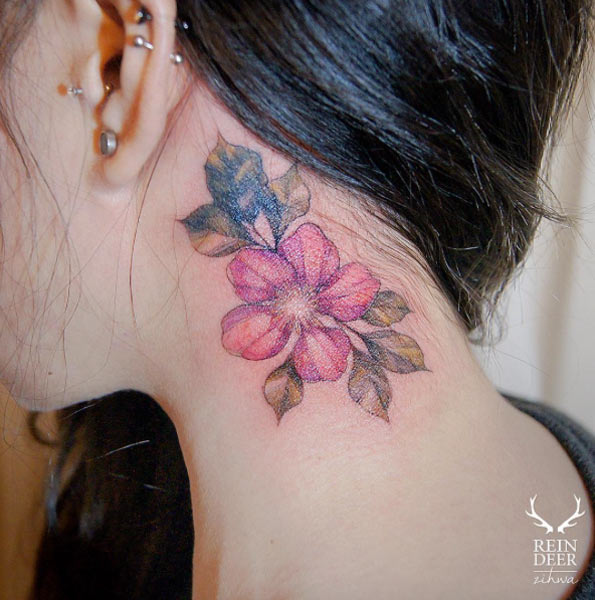 Floral Neck Tattoo by zihwa