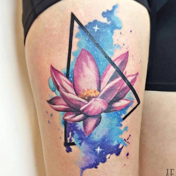 Triangular Lotus Flower Tattoo by Yeliz Ozcan