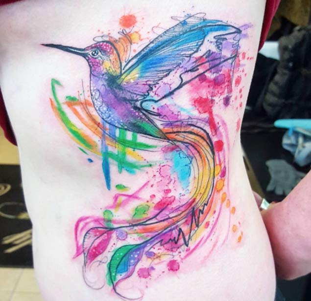 Watercolor Hummingbird Tattoo by Joanne Baker