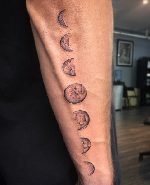 Phases of The Moon Tattoo by Danika Brooke