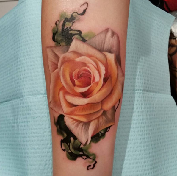 Realistic Rose Tattoo by Sarah Miller