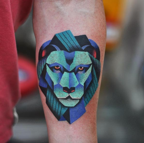 Surreal Lion Tattoo by David Cote