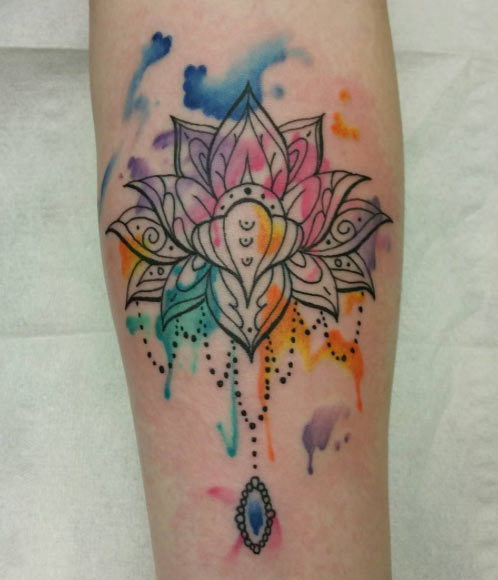Watercolor Lotus Tattoo by Shelayne Adcock
