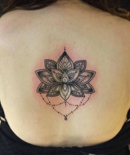 Mandala Lotus Flower Tattoo by Rachelle Downs