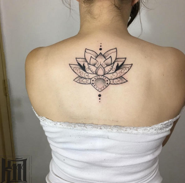 Dotwork Lotus Flower Tattoo by Kaique Miranda