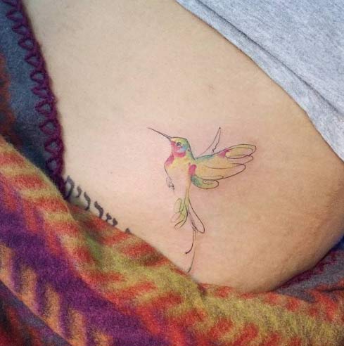 Small Watercolor Hummingbird Tattoo by Doy