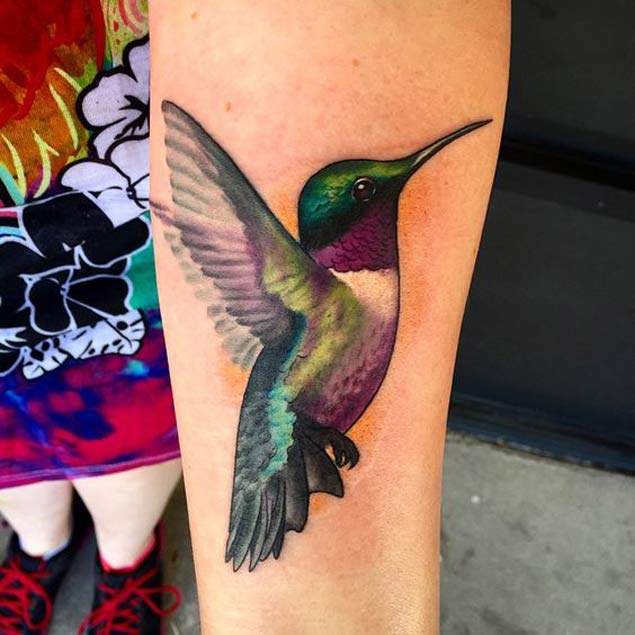 Violet-Throated Hummingbird Tattoo by Tim Stafford