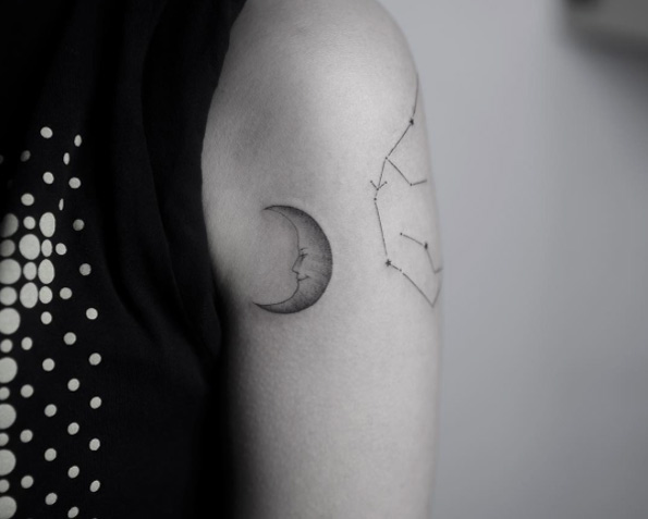 Crescent Moon Tattoo by Sol Art