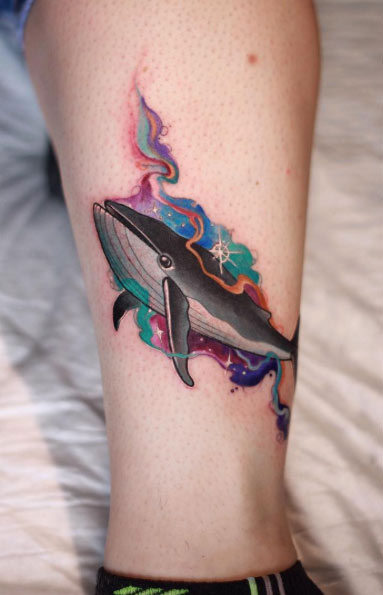 Watercolor Whale Tattoo by John Brass