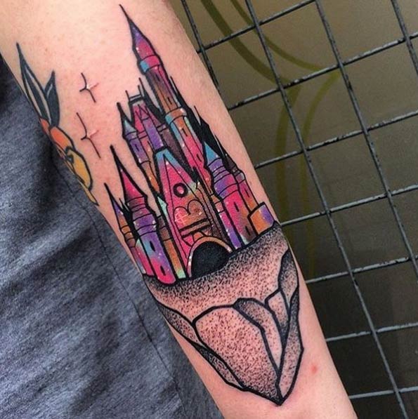Disney Magic Kingdom Castle Tattoo by Little Andy