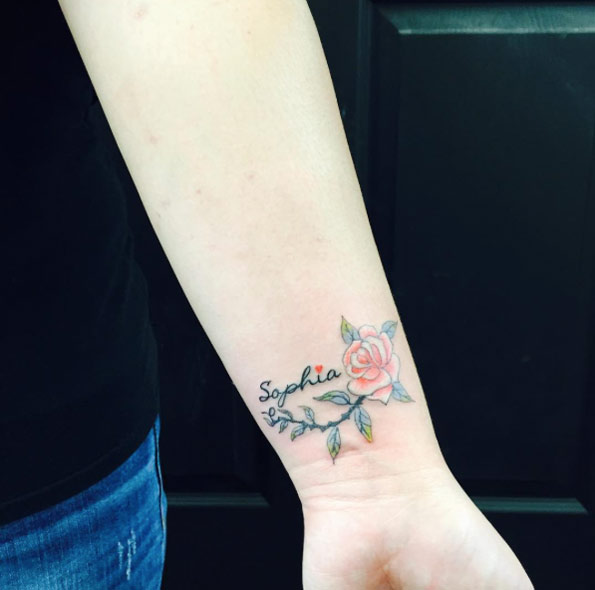 Rose Tattoo on Wrist by Frank Tran