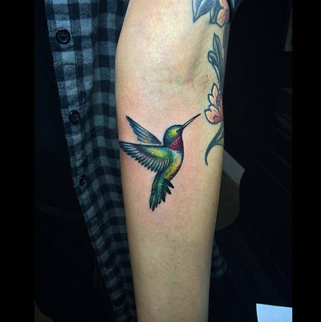 Ruby-Throated Hummingbird Tattoo by Lazer Liz
