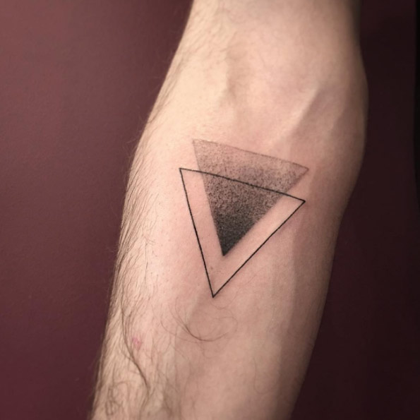 Dotwork Triangle Glyph Tattoo by Romain Kew