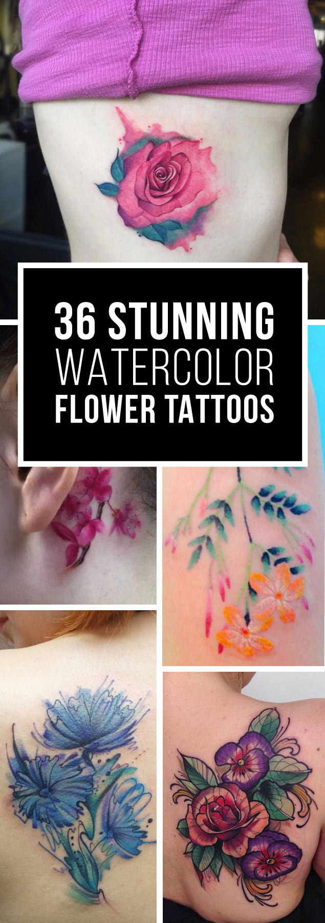 Amazing Watercolor Flower Tattoo Designs