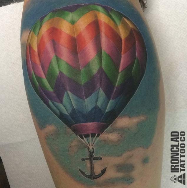 Anchor Hot Air Balloon Tattoo by Johnny Andres