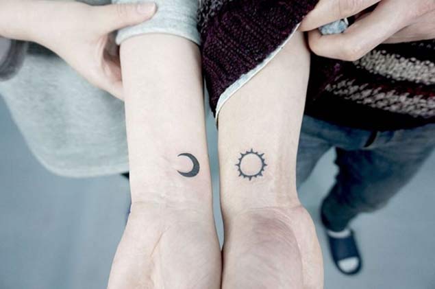 Sun and Moon Couple Tattoos by YK