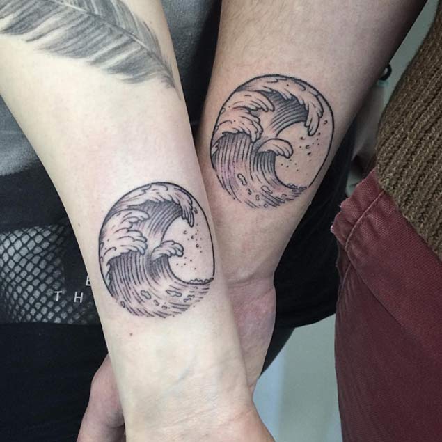 Matching Wave Tattoos by Perelyakina Elizaveta 