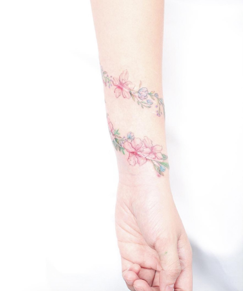 Floral Wrist Tattoo by Mini Lau