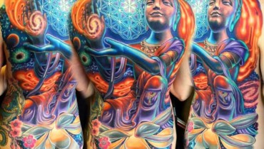 Colorful Full Back Tattoo by Ryan Gatt