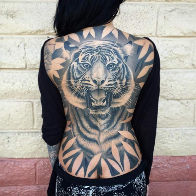 Full Back Tiger Tattoo by Shane Knapp
