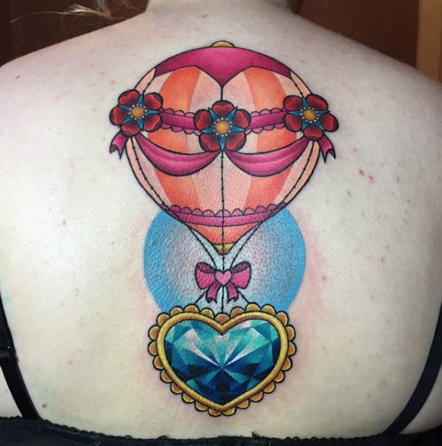 Girly Hot Air Balloon Tattoo by Michelle Maddison
