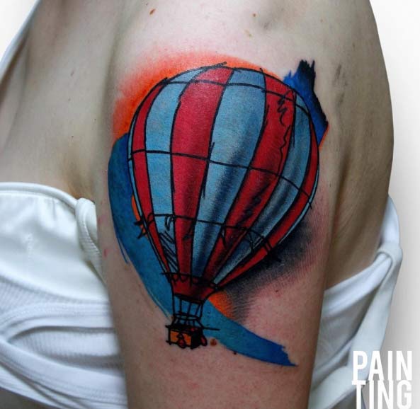 Hot Air Balloon Tattoo by Szymon Gdowicz