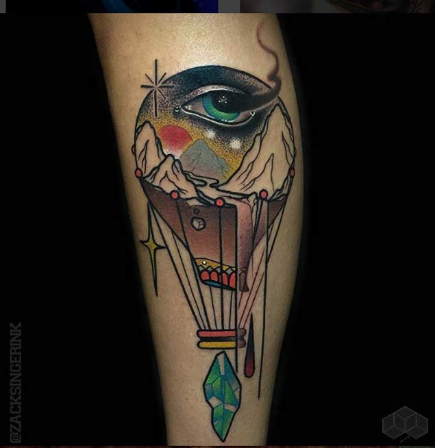 Abstract Hot Air Balloon Tattoo by Zack Singer