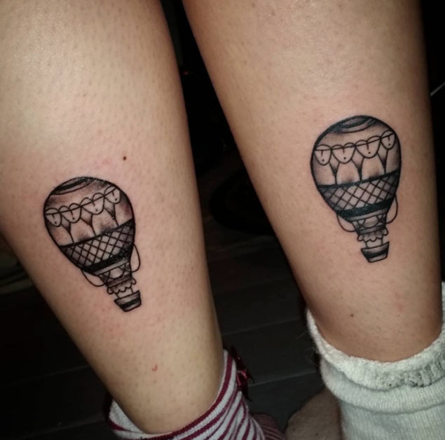 Matching Hot Air Balloon Tattoo by Sammi Thompson