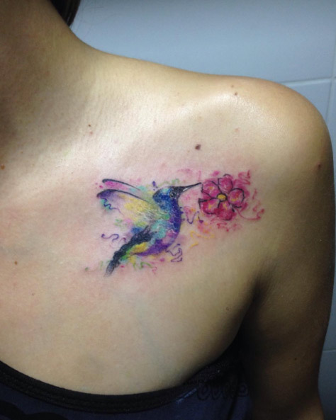 Watercolor Hummingbird Tattoo by Anderson Castaño Velez