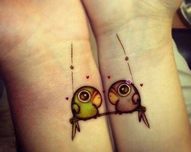 Love Birds Couple Tattoo Design by Dovme Sayfasi