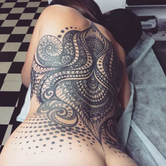 Ornamental Full Back Tattoo by Yanina Viland