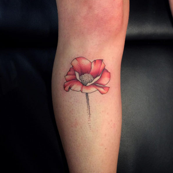 Red Poppy Flower Tattoo by Norako