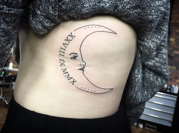 Crescent moon with roman numerals by John Balestri