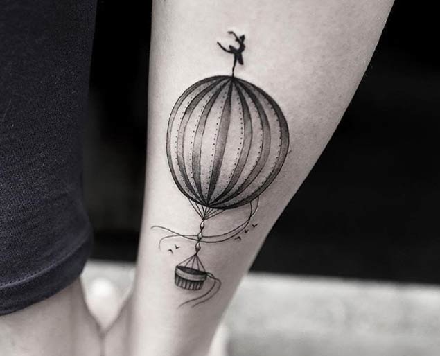 Small Hot Air Balloon Tattoo by Joice Wang