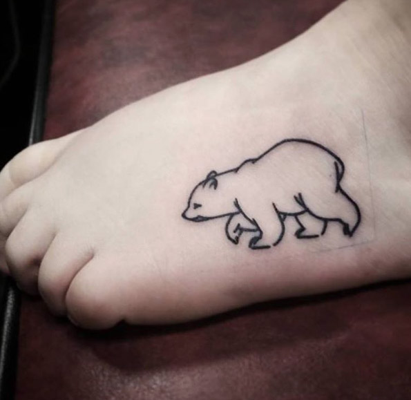 Bear Tattoo on Foot by Pieced Hearts