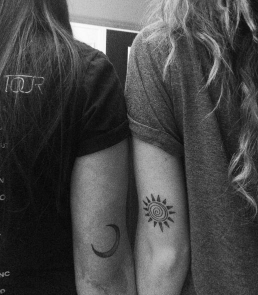 Best Friend Sun & Moon Tattoos