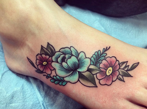 Floral Foot Tattoo by Jordan Busbea