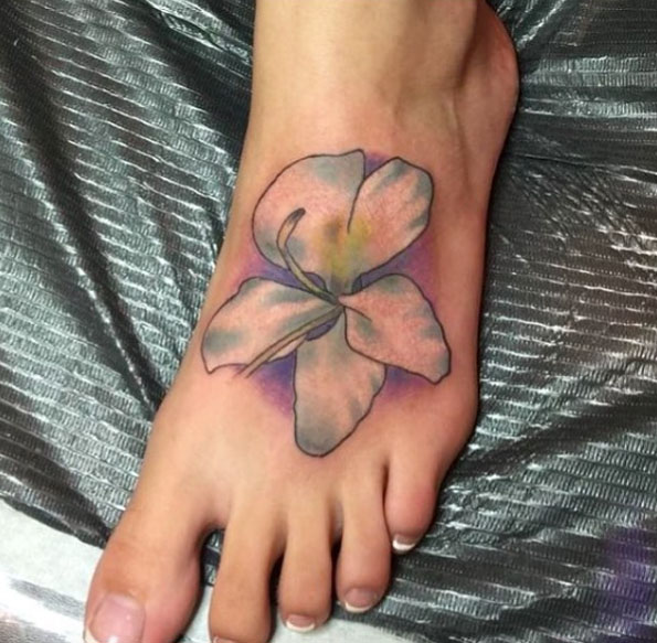 Flower Tattoo on Foot by Living Canvas