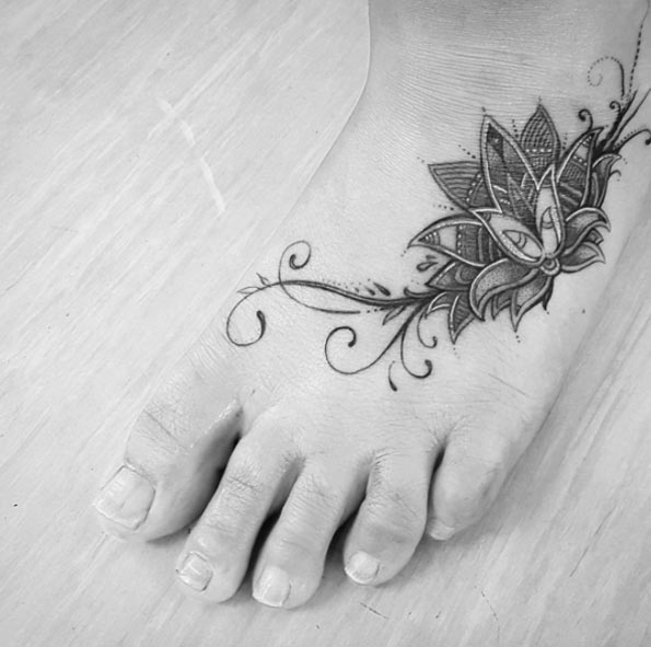Mandala Foot Tattoo by Dave Freeman