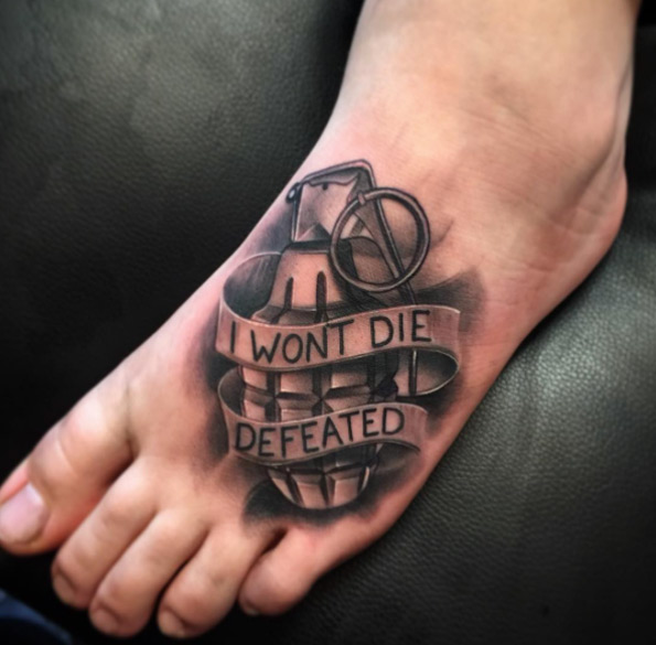 Grenade Tattoo on Foot by Bobby 