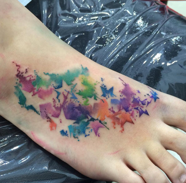 Watercolor Stars on Foot by Trix