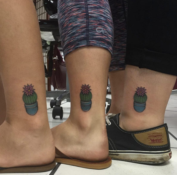 Best Friend Cactus Tattoos by Yvonne Kang
