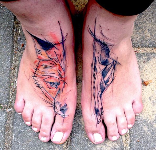 Connecting Foot Tattoo Design by Kamil Mokot