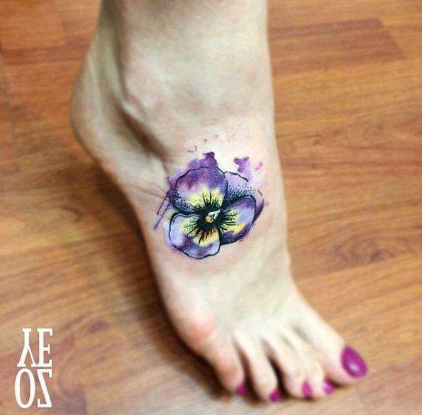 Violet Tattoo on Foot by Yeliz Ozcan