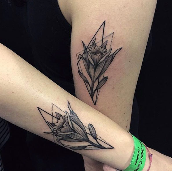 Floral Friendship Tattoos by Sasha Masiuk 