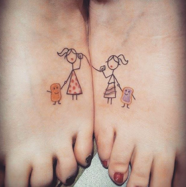 Best Friend Foot Tattoos by Martha Pranckuviene